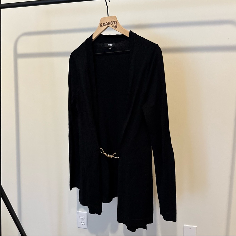 Premise Studio Black Sweater with Gold Waist Clasp